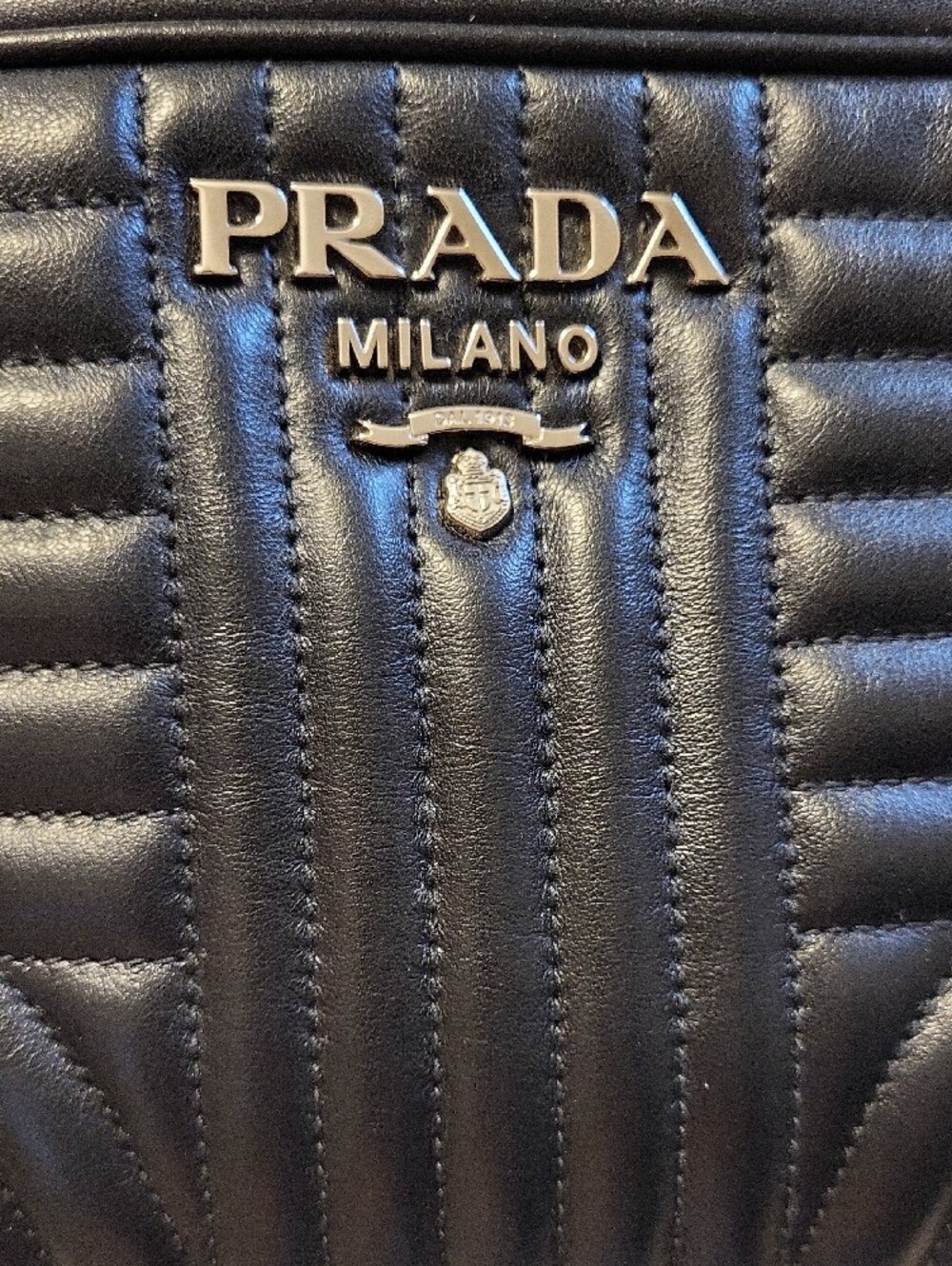 Prada Quilted Leather Crossbody Bag in Black with Silver Hardware - Picture 2 of 11